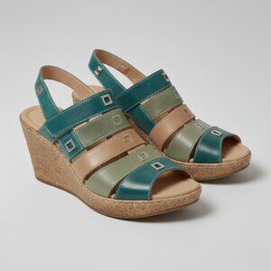 Pikolinos Womens 40 Wedge Leather Strap Open Toe Sandal